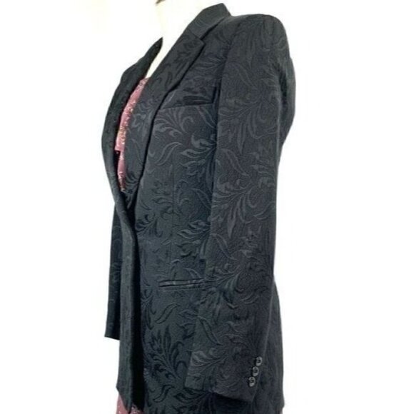Emanuel Ungaro 1990's Floral Jacquard Evening Blazer - Black Unisex, Size 4/38 - Picture 1 of 8